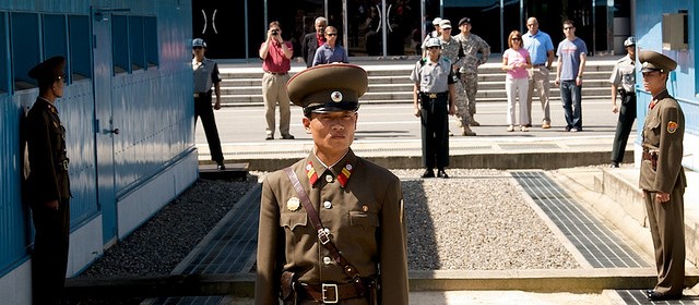 Communist soldiers guard the Demilitarized zone between North and South Korea [fresh888]
