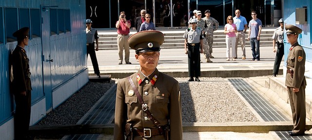 Communist soldiers guard the Demilitarized zone between North and South Korea [fresh888]
