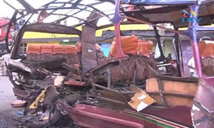 The shell of a matatu minibus after the grenade attack in November [IRIN]