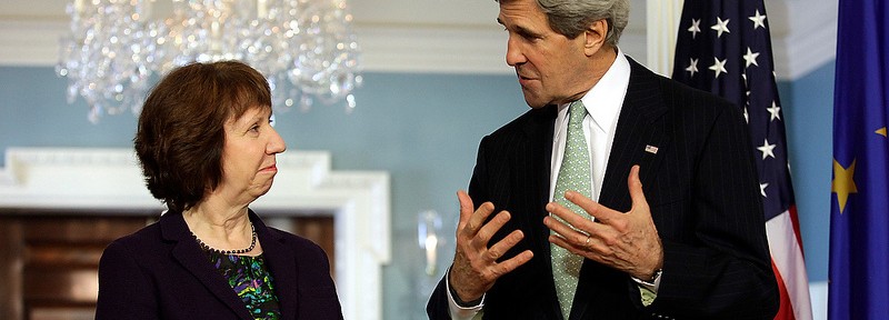 Catherine Ashton of the EU meets with John Kerry