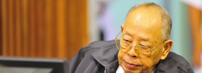 Ieng Sary during the trial hearing in Case 002 on 20 March 2012