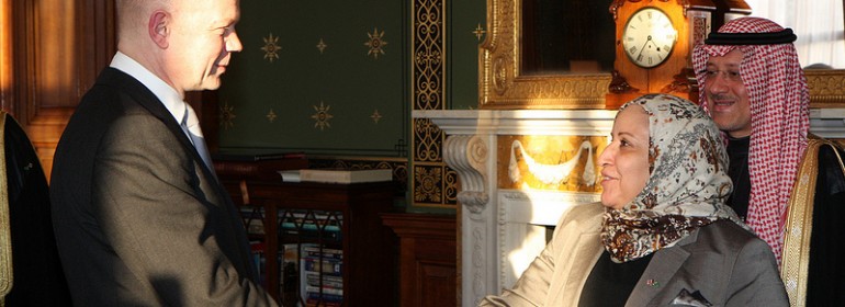 Foreign Secretary William Hague with Dr Nihad Al Jashi, member of Saudi Arabia’s Majlis Ash-Shura (Shura Council) in London, 5 March 2013.
