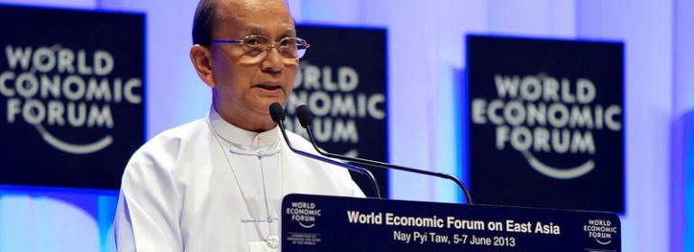 Thein Sein, President of Burma (Myanmar), speaking during the World Economic Forum on East Asia in Nay Pyi Taw, Burma, June 6 ,2013.